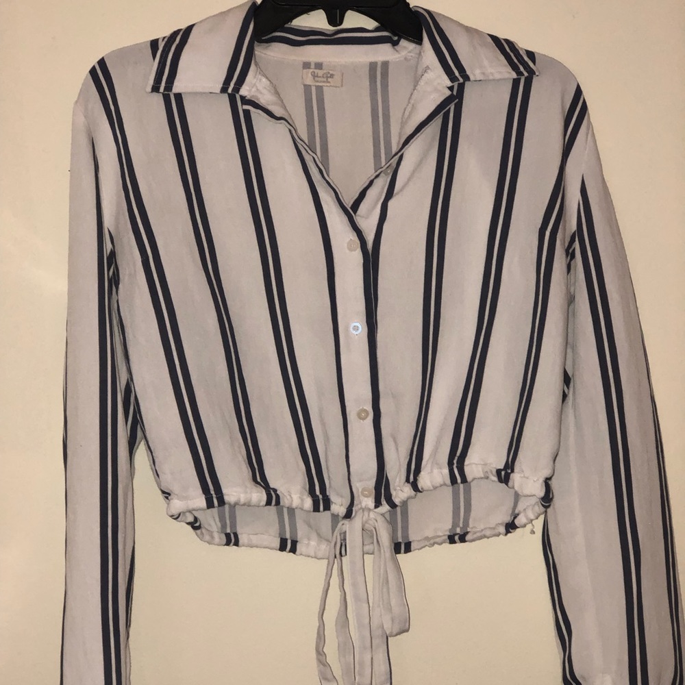 White and Blue button down blouse